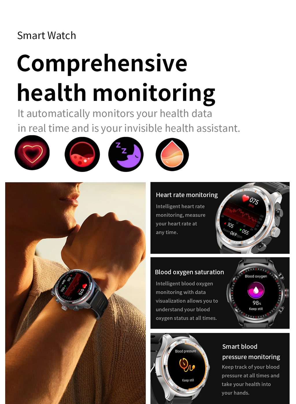 Bluetooth Headset Smartwatch 2-in-1,Call,Music,Health Monitor,Fitness Tracker,Men Women Waterproof Smart Watch For Android IOS