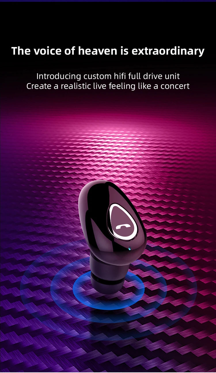 Mini Invisible Wireless Bluetooth 5.0 Earphone Noise Cancelling Headphone Handsfree Stereo Headset Sports Earbud With Microphone