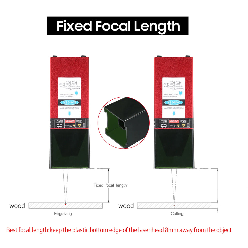 10W Laser Module 450nm Engraving Laser Head Adjustable Focal Length High Precision Engraving Plastic Leather for Cutting Machine