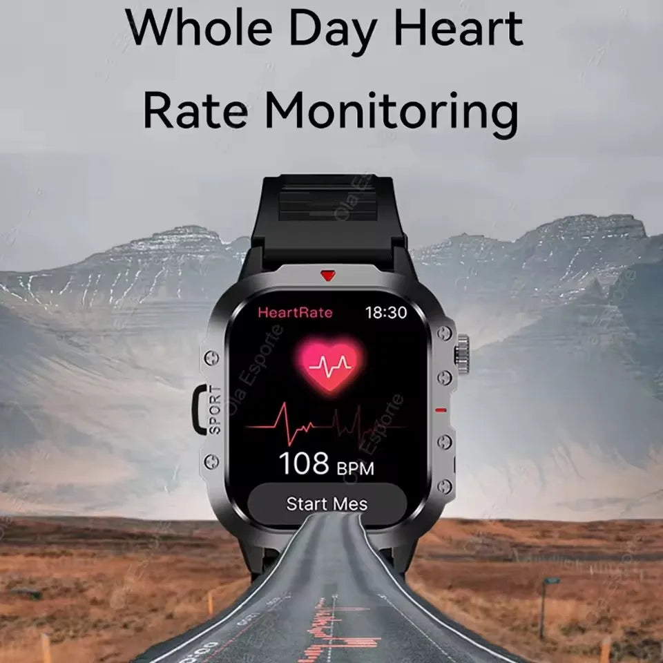 2025 New Military Smart Watch Men Waterproof Outdoor Sports Fitness Tracker Health Monitor 2.19" BT Call Smartwatch HT30