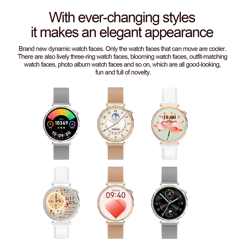 Bluetooth Call Smartwatches Ladies AMOLED HD Screen Heart Rate Monitor Bluetooth Call IP68 Waterproof Smart Watch 2025 New