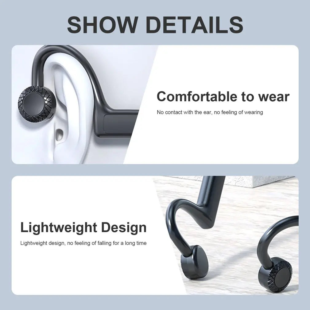Wireless Bone Conduction Earphones Bluetooth Headsets Waterproof Comfortable Wear Open-Ear Hook Sports Headphones Dropshipping