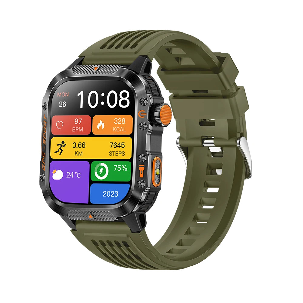 New Military Smartwatch Real GPS Compass Outdoor Smart Watch 3ATM Waterproof Sports Watches for Man Woman Electronics Clock 2025