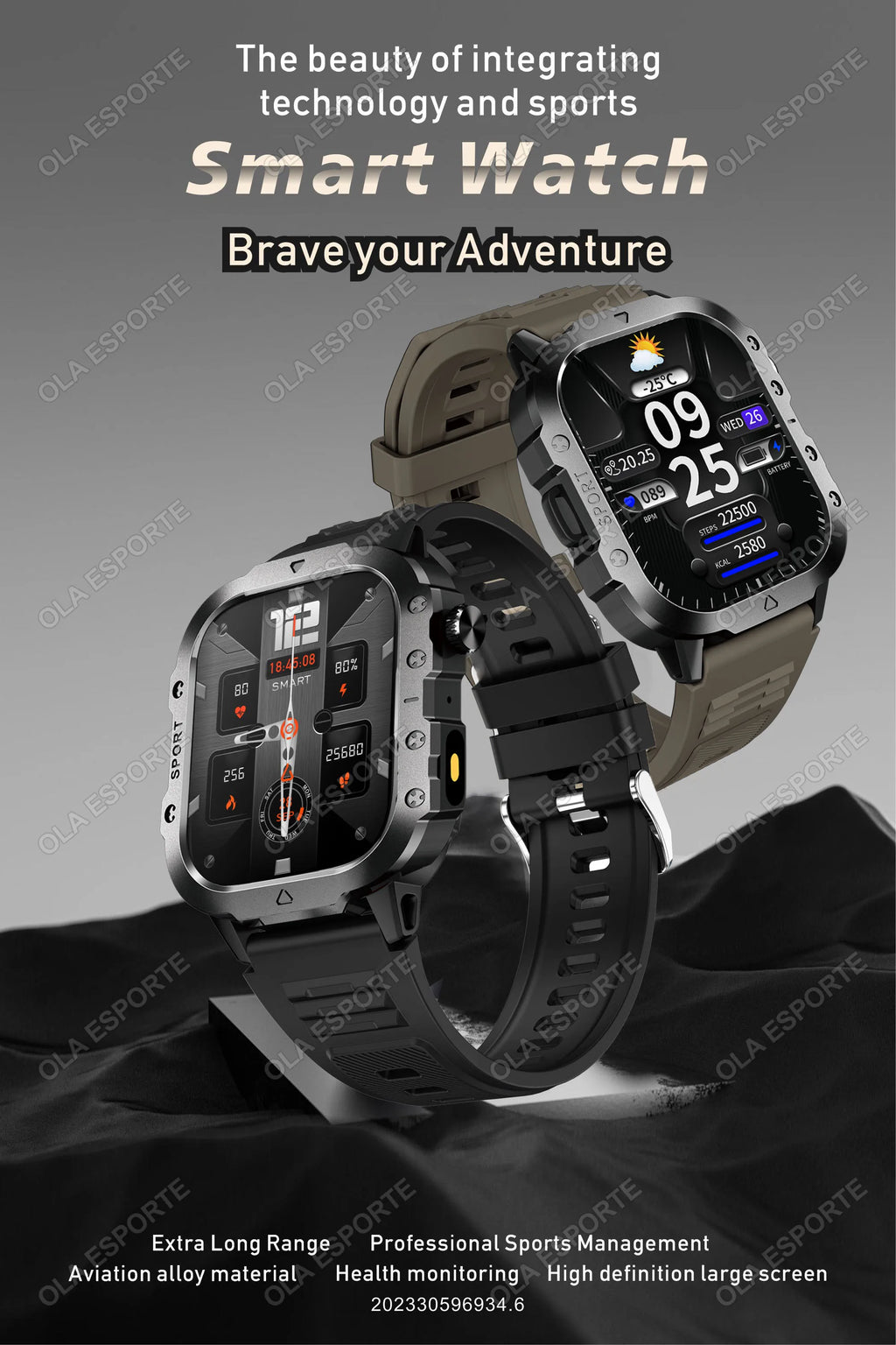 2026 Military SmartWatch Men IP68 5ATM Outdoor Sports Fitness Tracker Waterproof GPS Monitoring 1.96Inch BT Call For Android IOS