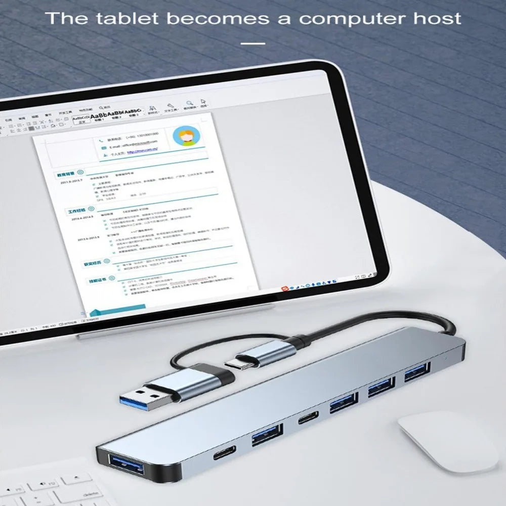 1 To 7 Type-c Expansion Dock Hub Multi Interface Multifunctional 7-in-1 USB Splitter Splitter Grey Type-C Docking Station