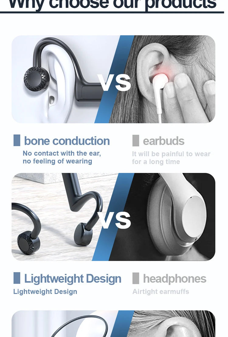 Bone Conduction Bluetooth Headphone TWS Sport Earphones Waterproof Stereo Wireless Headset With Mic Ear Hook For iPhone Xiaomi