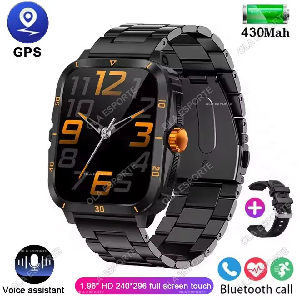 Smart Watch 3ATM Waterproof 1.96" IPS Screen Military KT71 Men 100+ Sport Mode Heart Rate Blood Pressure Bluetooth Call