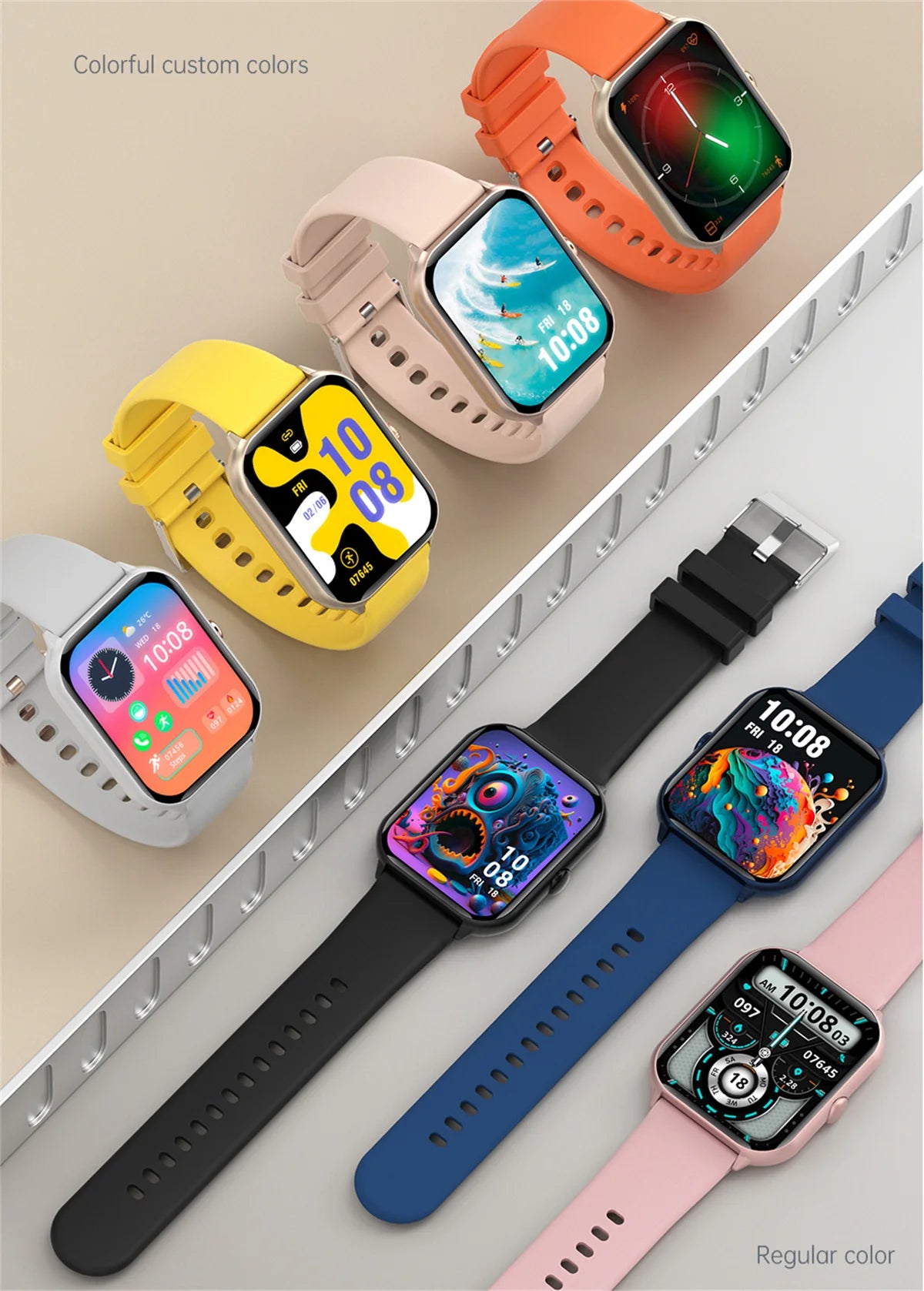 Smart Watch Men Women 1.95" HD ouch Screen Bluetooth Voice Call Heart Rate Monitoring Fitness Sports Tracker 100+ Sports Modes
