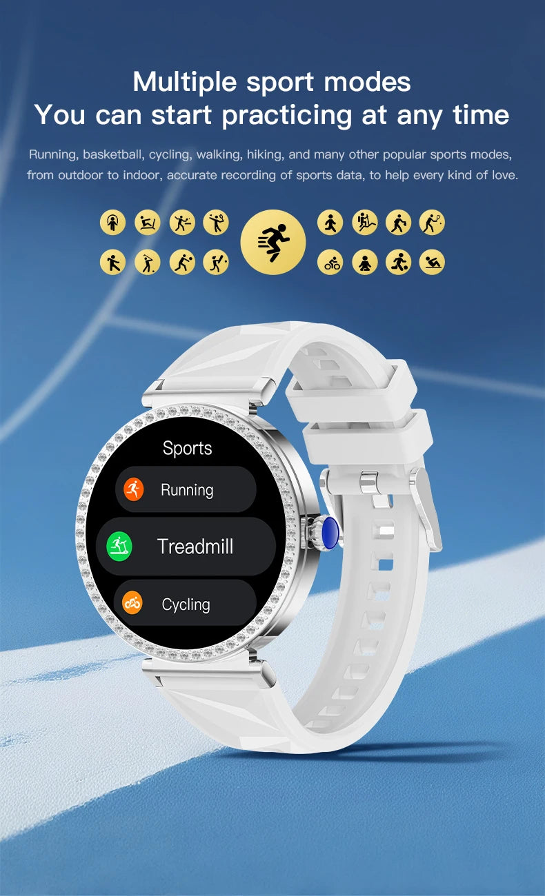 LIGE New 1.27" HD Screen Smart Watch For Women Health Band Waterproof Fitness Tracker Bluetooth Call Bracelet Ladies Smartwatch