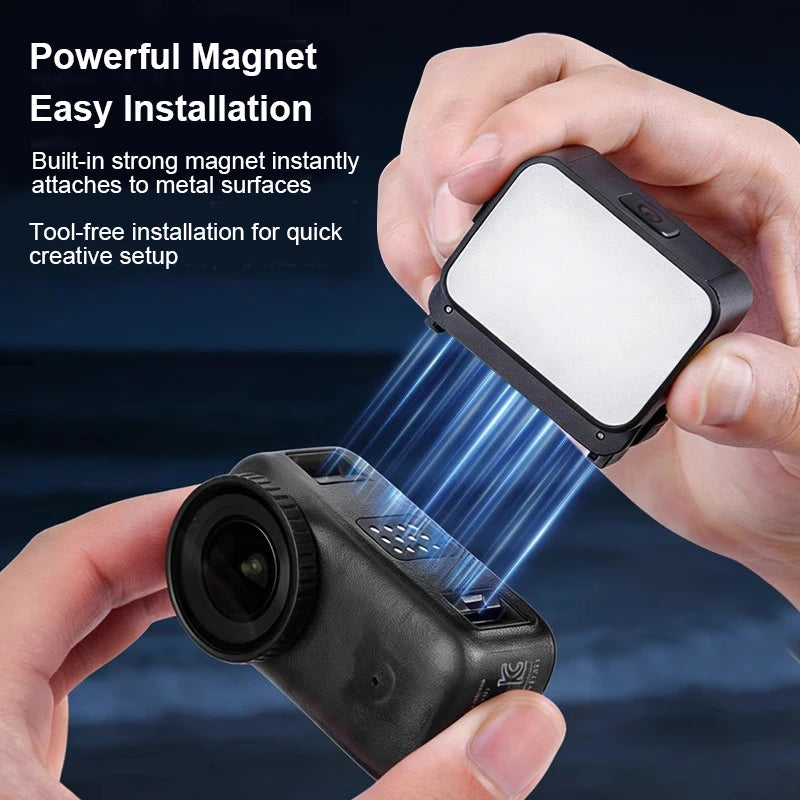 IPX4 Vlogging Light Mini LED Action Camera Video Light Magnetic Photography Lighting for DJI Osmo OsmoCamera Cage Accessories