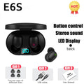 Wireless Bluetooth Earphones for Smartphones E6S TWS Digital Display Noise Cancelling Earbuds with Mic HiFi Stereo Sound Headset