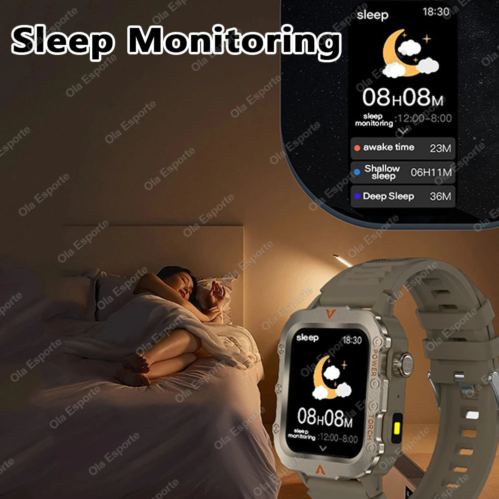 2026 New Military Smart Watch Men IP67 3ATM Waterproof Outdoor Sports Fitness GPS Tracker Health Monitor BT Call Smartwatch LS
