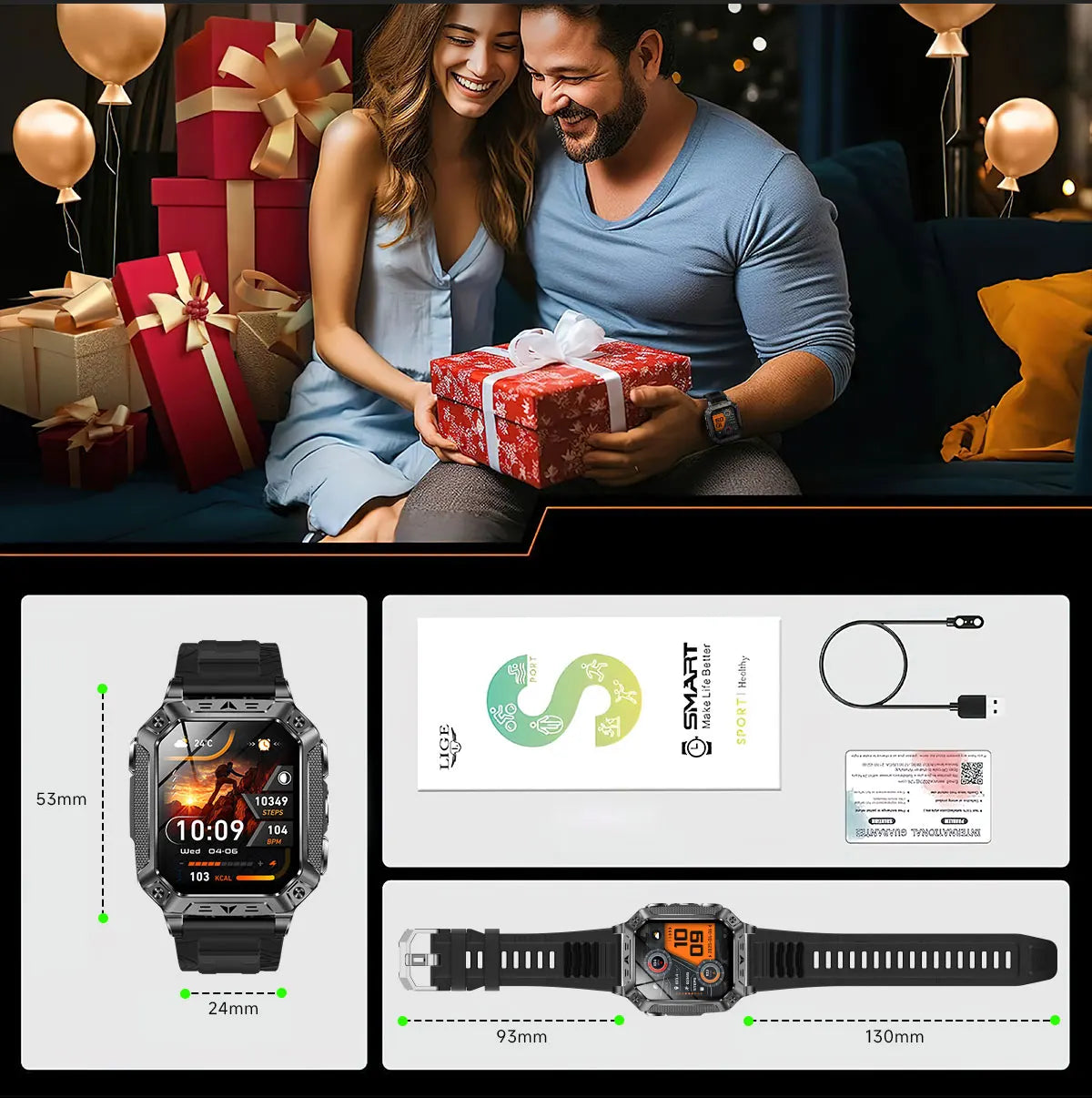 2026 Military 5ATM Waterproof Smart Watch Men 1400mAh Battery GPS Tracks 2.01" HD AMOLED Bluetooth call Sport Fitness Smartwatch
