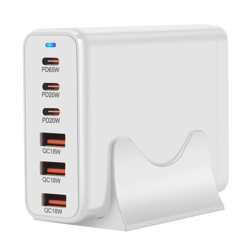New Style 120W GaN Charger 6 Ports USB Type C PD Charger Quick Charge USB3.0 Type C Quick Charger Mobile Phone USB Charger