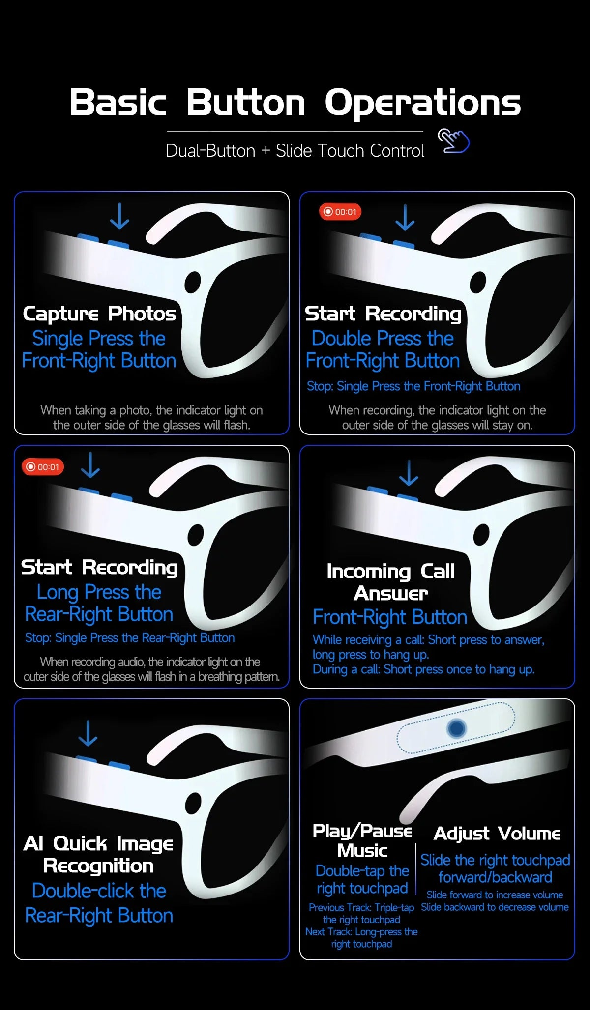 Smart Glasses 800W Camera 2026New Technologies Video Recording AI Photo Recognition Bluetooth Calls Voice Translation Sunglasses