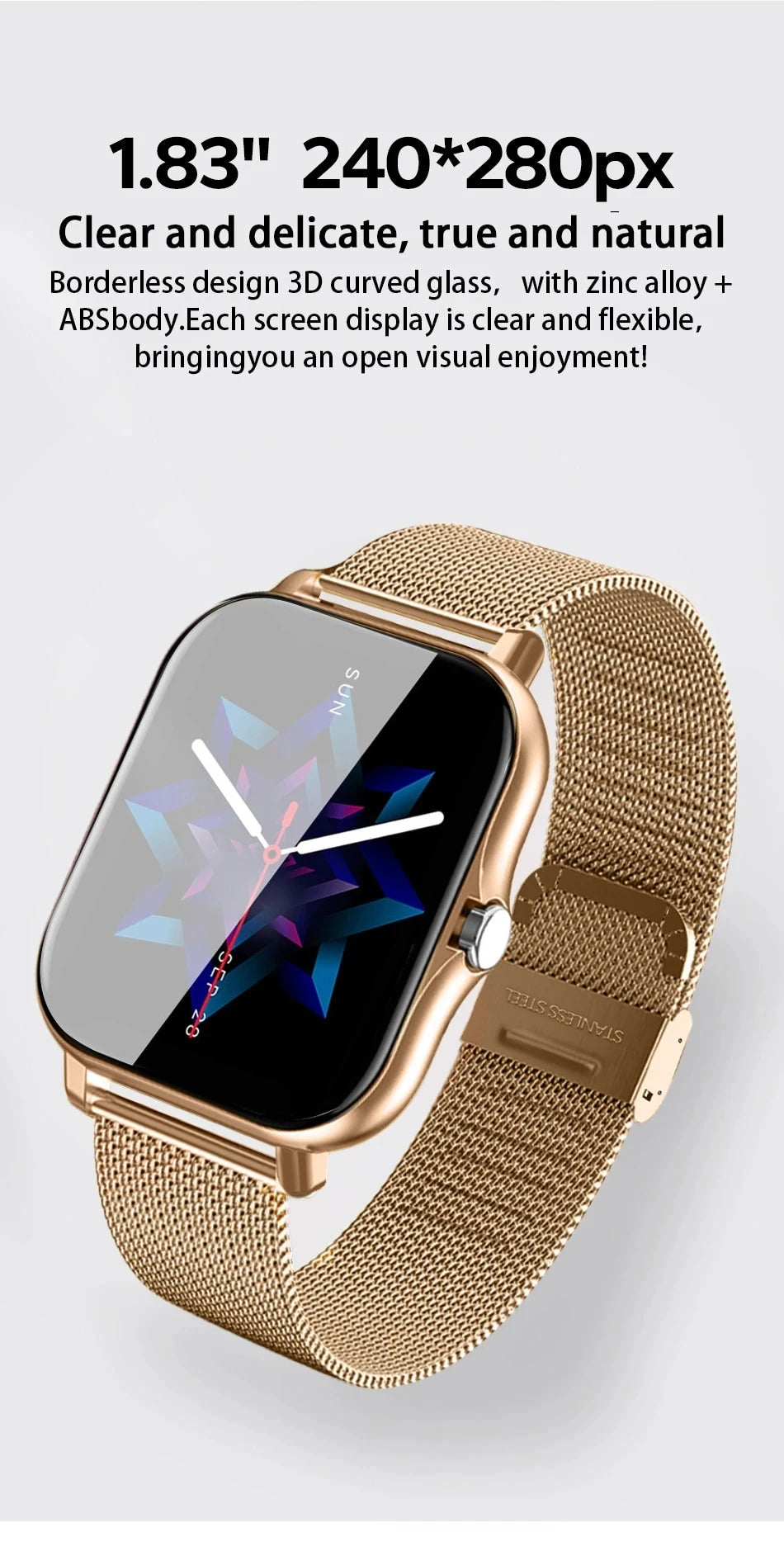 New Smart Watch Android IOS Phone 1.44 Inch Color Screen Bluetooth Call Blood Oxygen/Pressure Monitoring Smart Watch Women Men