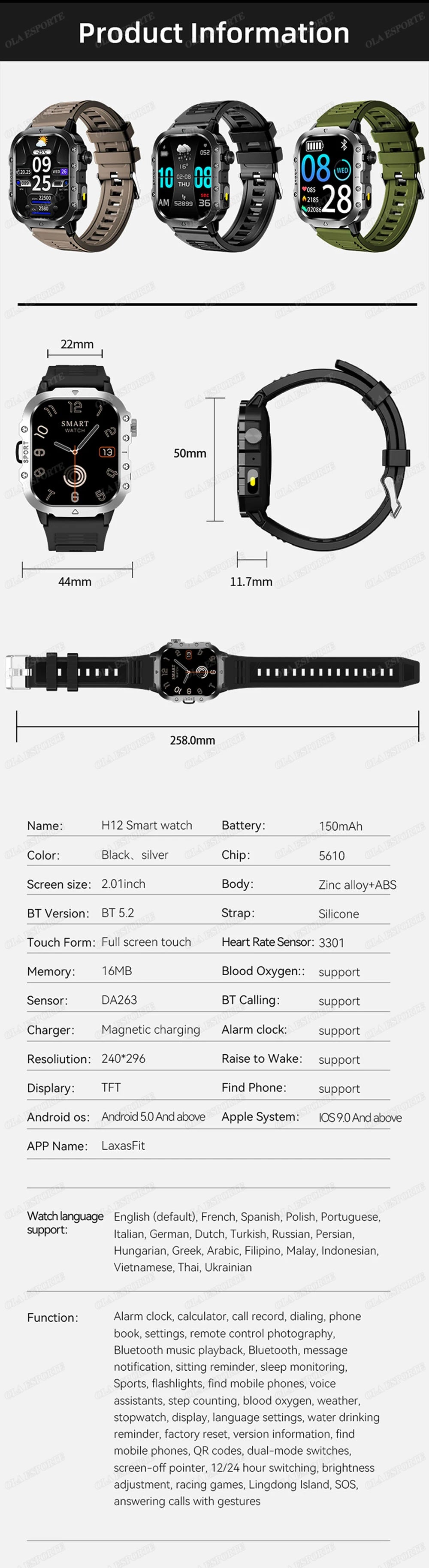 2026 Military SmartWatch Men IP68 5ATM Outdoor Sports Fitness Tracker Waterproof GPS Monitoring 1.96Inch BT Call For Android IOS