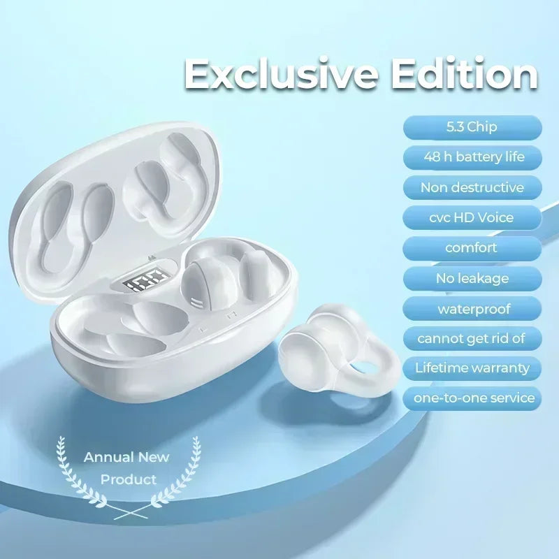 Wireless Earphone Noise Reduction Bluetooth LDE Power Display Earbuds in-Ear Headsets with Mic Touch Control for Phone