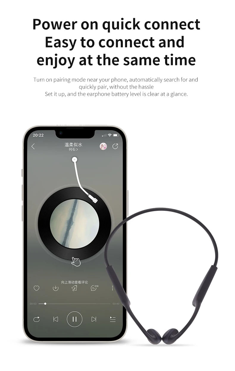 Canfon G06 Bone Conduction Bluetooth Headset 140mAh Running Sports Headset Hanging Ear Ultra Wireless Bluetooth Headset,A