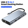 11-in-1 Type-C Docking Station USB C Splitter to USB3.0/USB2.0/4K HDMI/VGA/PD 87W/100M RJ45/AUX/SD/TF Adapter For Laptop Macbook