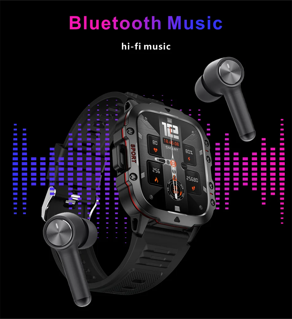 LIGE Military Smart Watch Men Outdoor Sports 3ATM Waterproof  Blood Oxygen Bluetooth Call Watches Men Smartwatch For Android New
