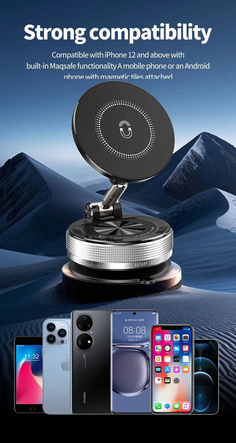 Magnetic Phone Holder for Car - Upgraded 360° Vacuum Magnetic Phone Holder for Your Car/Gym/Mirror Mount for iPhone & Android