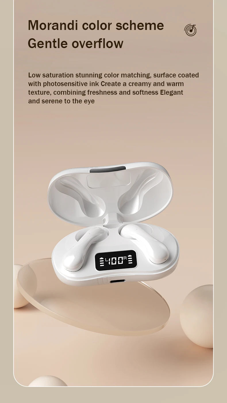 TWS Wireless Bluetooth 5.3 Earphone With Noise canceling LED Power Display Sport Earbuds Casein-Ear Music Clip on Earpods