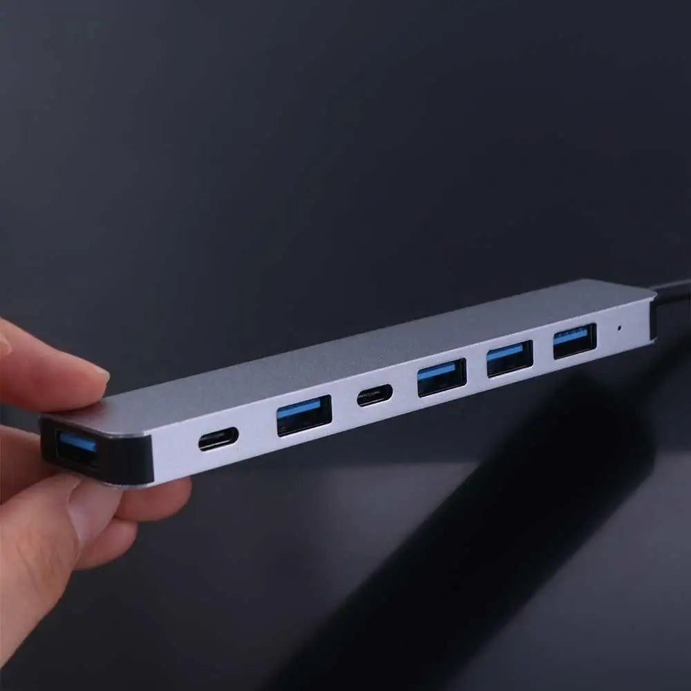 1 To 7 Type-c Expansion Dock Hub Multi Interface Multifunctional 7-in-1 USB Splitter Splitter Grey Type-C Docking Station