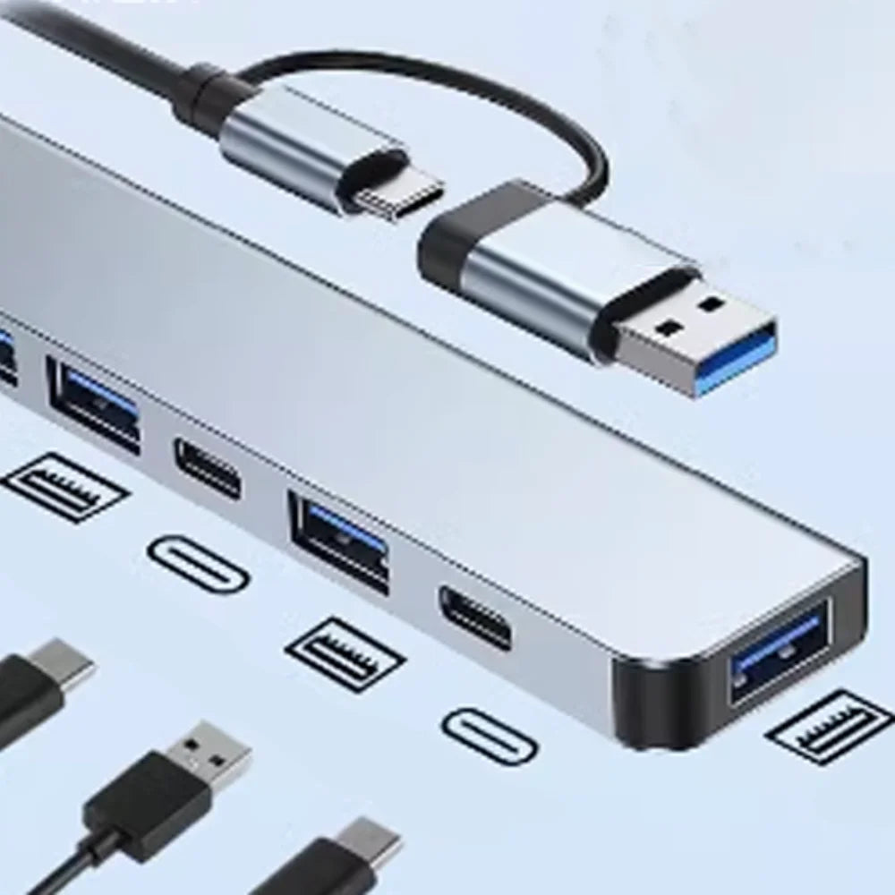 1 To 7 Type-c Expansion Dock Hub Multi Interface Multifunctional 7-in-1 USB Splitter Aluminum Alloy Grey Type-C Docking Station