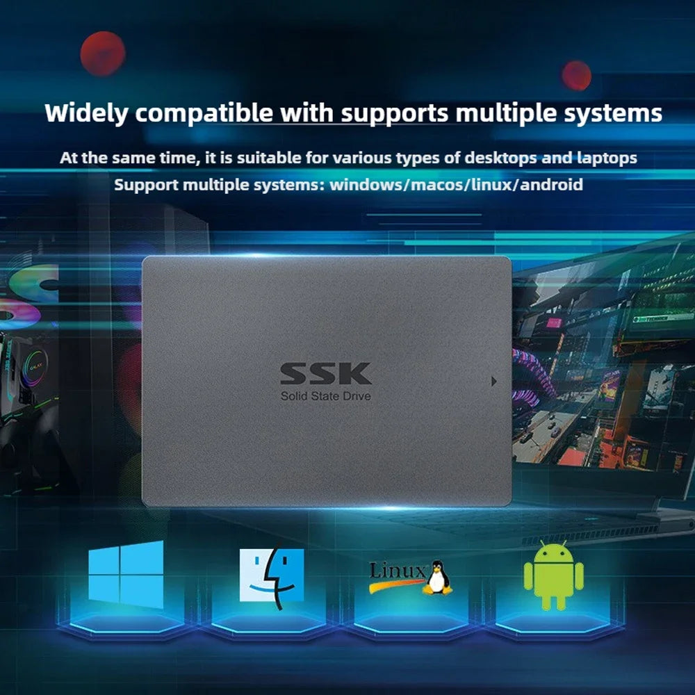 SSK SATA III SSD 2.5” Internal Solid State Drive 256GB 512GB 1TB SSD Hard Drive UP To 500MB/s for Upgrade PC Laptop Desktops