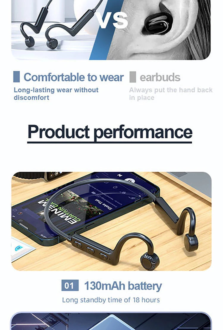 Bone Conduction Bluetooth Headphone TWS Sport Earphones Waterproof Stereo Wireless Headset With Mic Ear Hook For iPhone Xiaomi