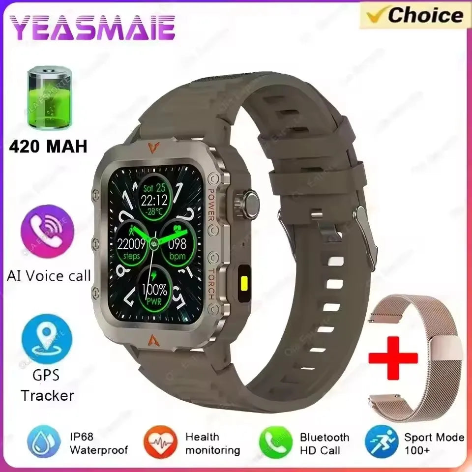 2025 New Military Smart Watch Men Waterproof Outdoor Sports Fitness Tracker Health Monitor 2.19" BT Call Smartwatch HT30