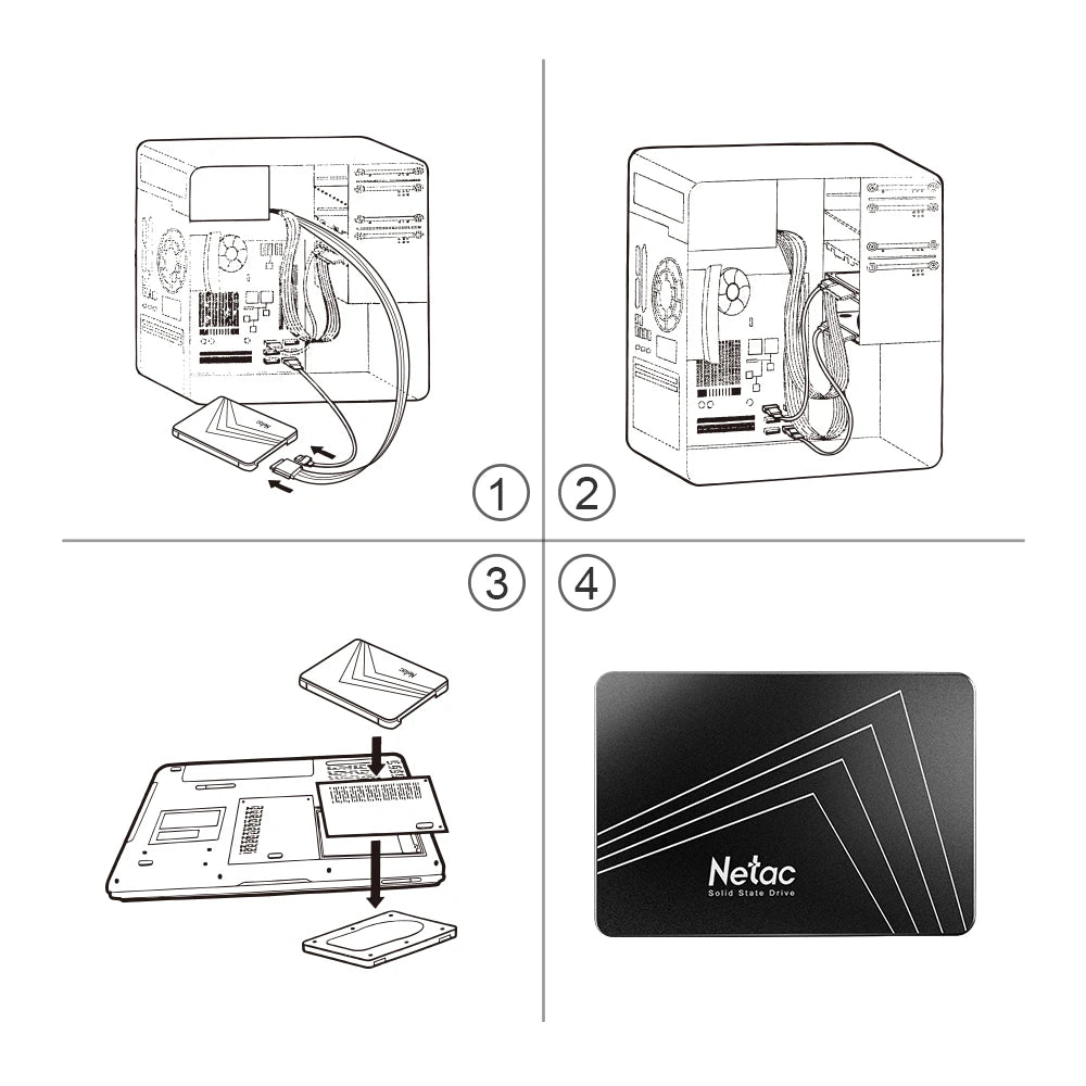 Netac 128gb 256gb 512gb 1tb 2tb SSD SATA SATA3 2.5 Inch Internal Solid State Hard Drive Disk SSD for Desktop Laptop