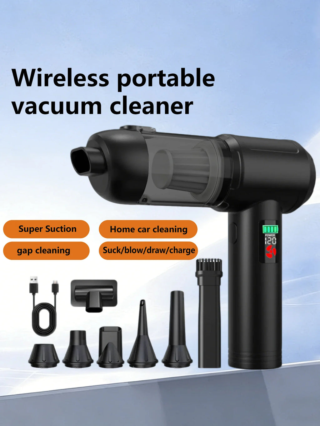 Portable Handheld Vacuum Cleaner ,High Power Mini Car Vacuum , Instant Suction Without Backflow ,Ideal for Car Interior & Home