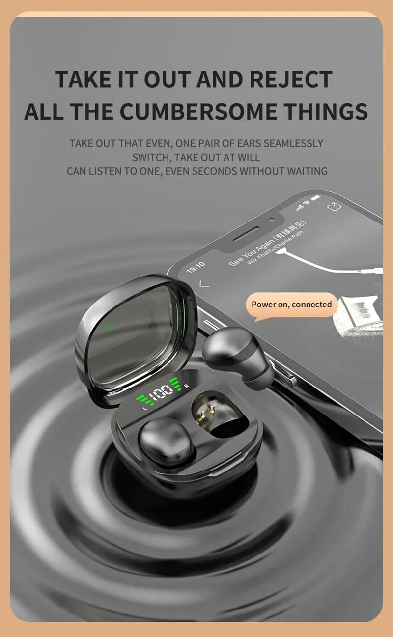 Lenovo Mini Bluetooth 5.3 Headset HD Hifi Earbuds Invisible Sleep Game Sports Headphones Touch Control Earphones for Men Women
