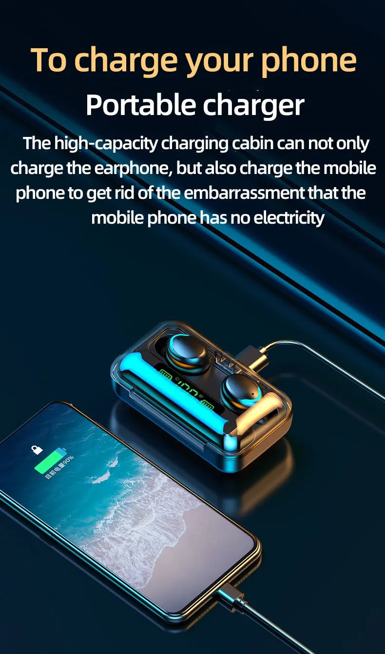 Wireless TWS Bluetooth 5.0 Earphone with LED Display Touch Noise Canceling Earbuds Sports Music Game Headset Waterproof 1200mAh