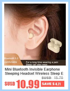 Mini Invisible Wireless Earphone TWS Bluetooth 5.3 Sleep Headphone Hidden Earbuds Waterproof Noise Reduction HiFi Sports Headset