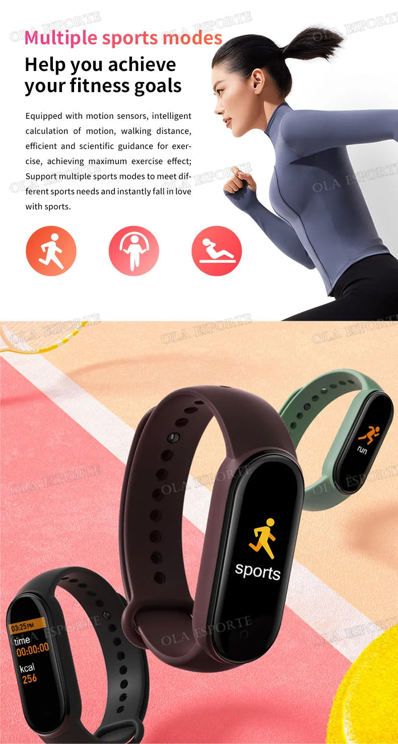 Sports Smart Watch Music Control Fitness Calorie Track Bracelet Phone Information Remind Steps Bluetooth Smart Watches M8 Band