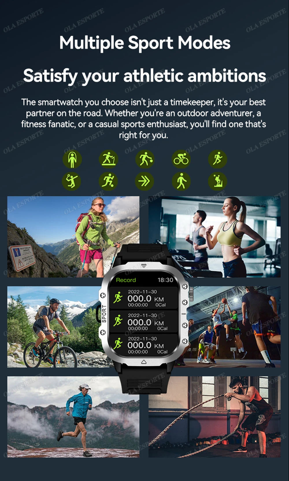 Military Smart Watch Men Waterproof Outdoor Sports Tracker LED Flashlight Bluetooth Call Men Smartwatch For Android iOS