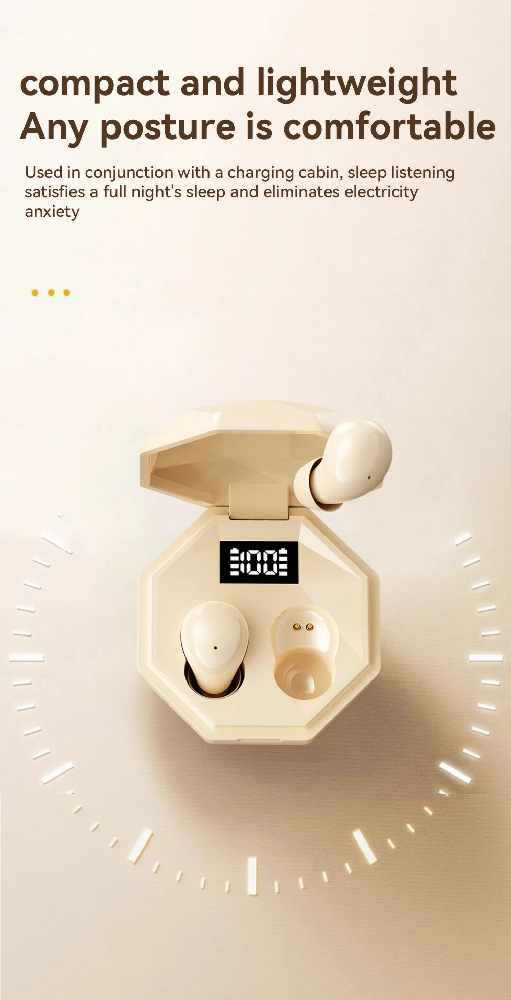 Mini Sleep Earbuds Wireless Headphones TWS Bluetooth 5.4 Earphones HIFI Stereo Noise Reduction Invisible Heasets For Home Work
