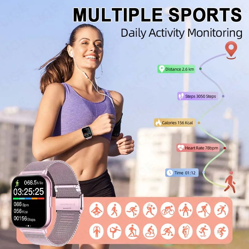 LIGE 1.83" HD Screen Smartwatch Fitness Health Monitor 2026 New Bluetooth Call Waterproof Call Reminder Smart Watch Men Women