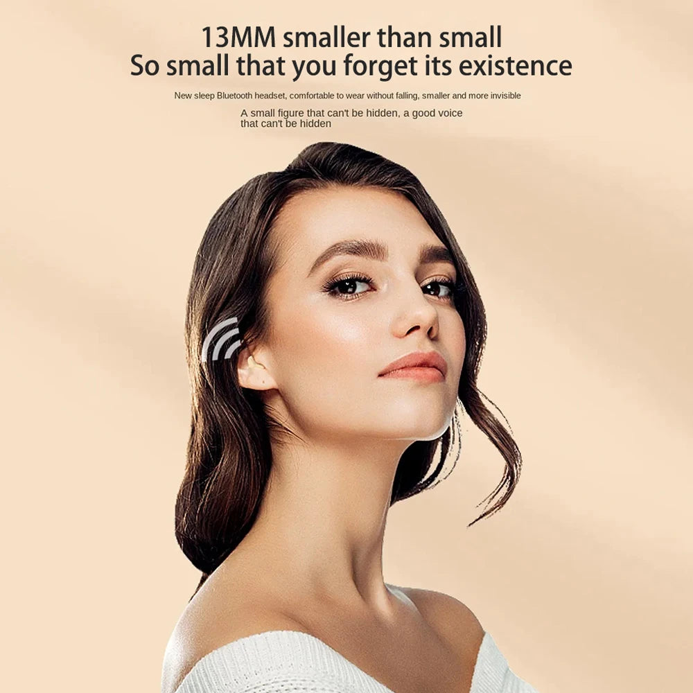 Sleep Invisible Bluetooth Earphone Mini Wireless Headphones IPX5 Waterproof HiFi Stereo Noise Cancelling In Ear Headset Earbuds