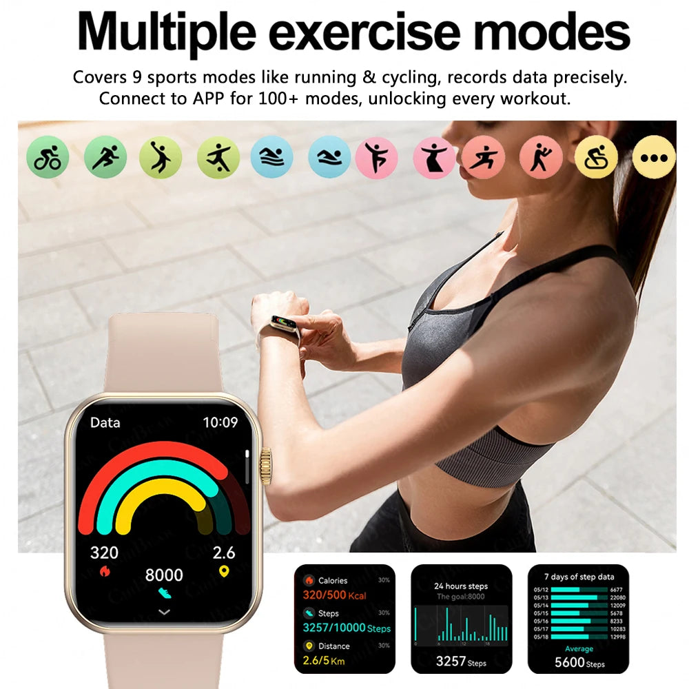 Bluetooth Call Smart Watch Women Health Monitor Watch Customizable Dial Fitness Sports Waterproof Watch Men Android IOS 2025 New