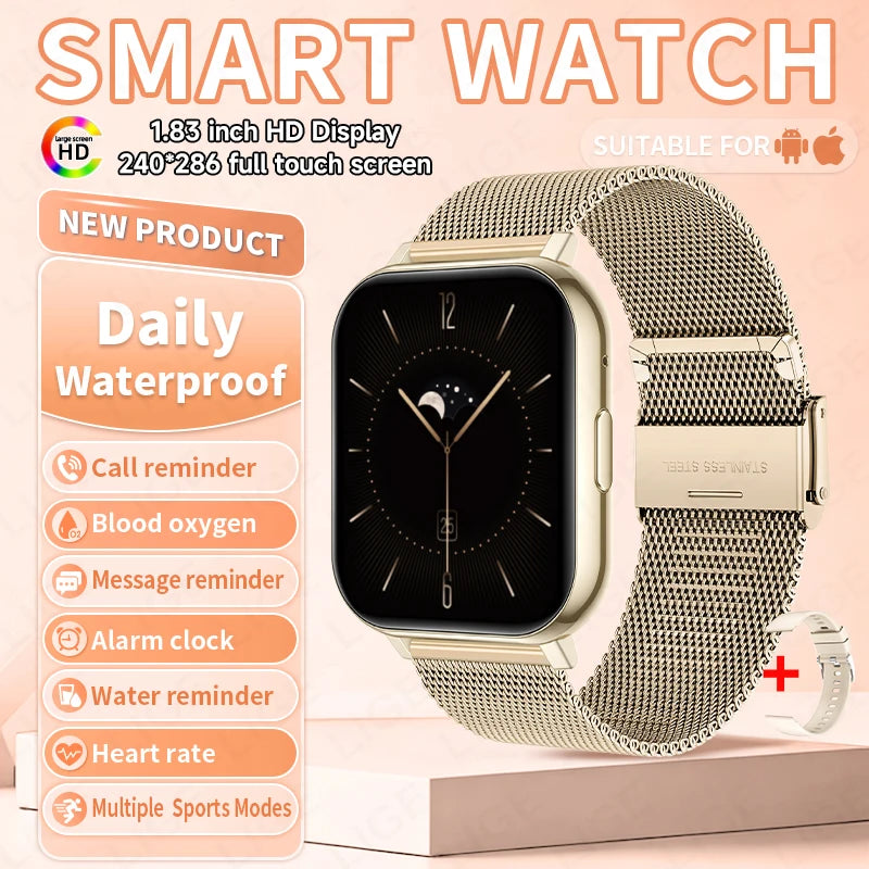 LIGE Digital Watches Women Smart Watch Men 1.83" Full Touch Screen Fitness Tracker Bluetooth Call Smartwatches for Android iOS