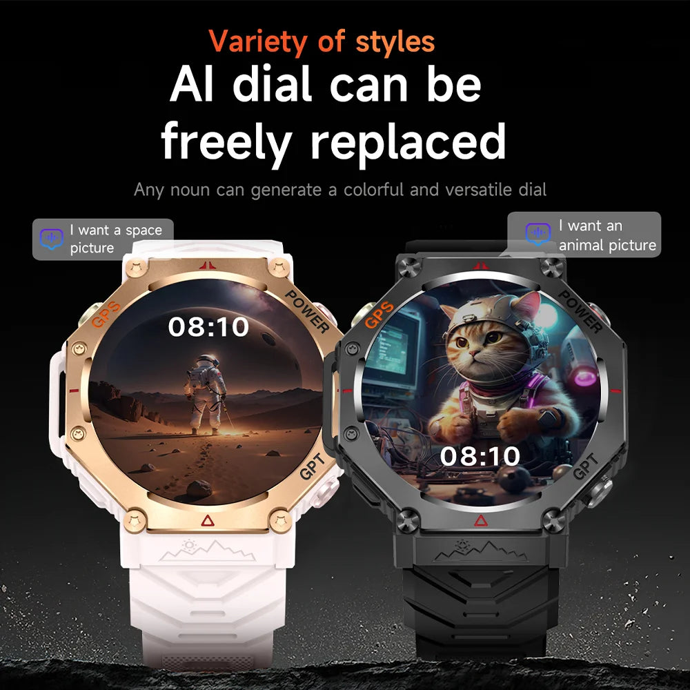 2026 NEW Military Outdoor GPS Sports Smart Watch Men 1.39" 5ATM Waterproof 530mAh ChatGPT AI Assistant Compass Smartwatch
