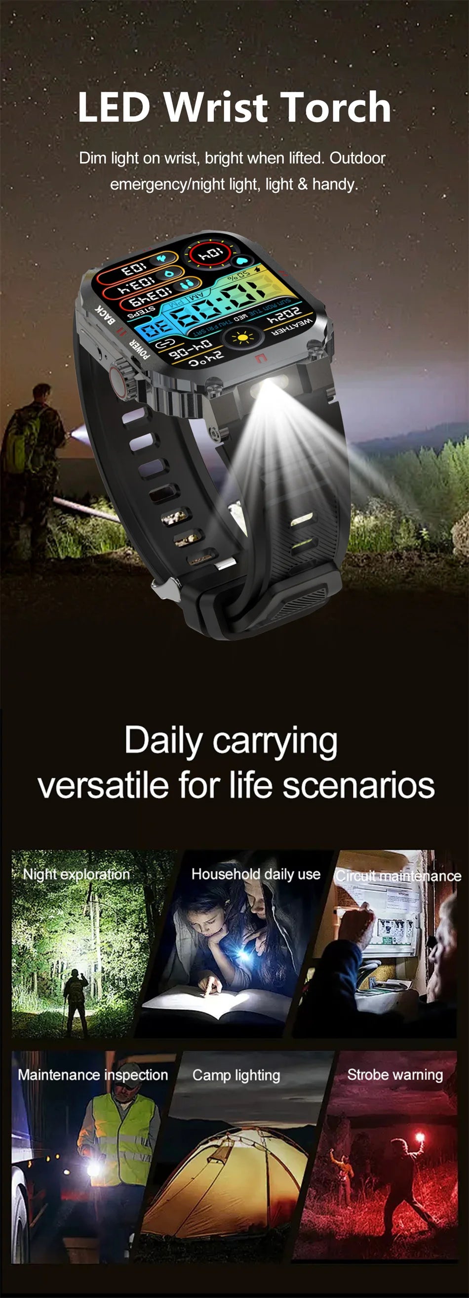 Outdoor Military Smartwatch Men GPS Sports Android iOS 1.91-inch Touch Screen Bluetooth Call Waterproof Smart Watch Android IOS