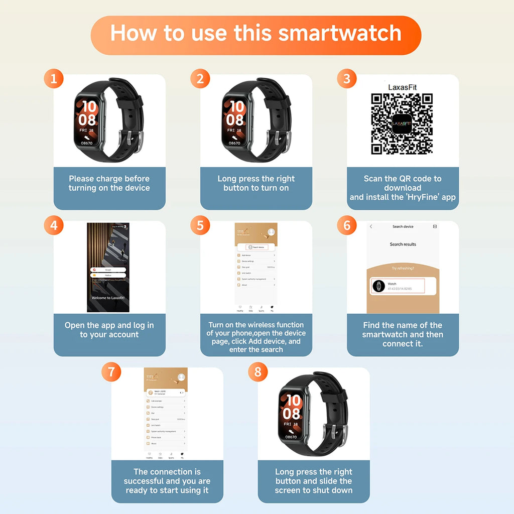 LAXASFIT New 1.45" HD Screen Smartwatch Men Women Bluetooth Call Voice Sport Fitness Tracker Smart Watch For Android IOS