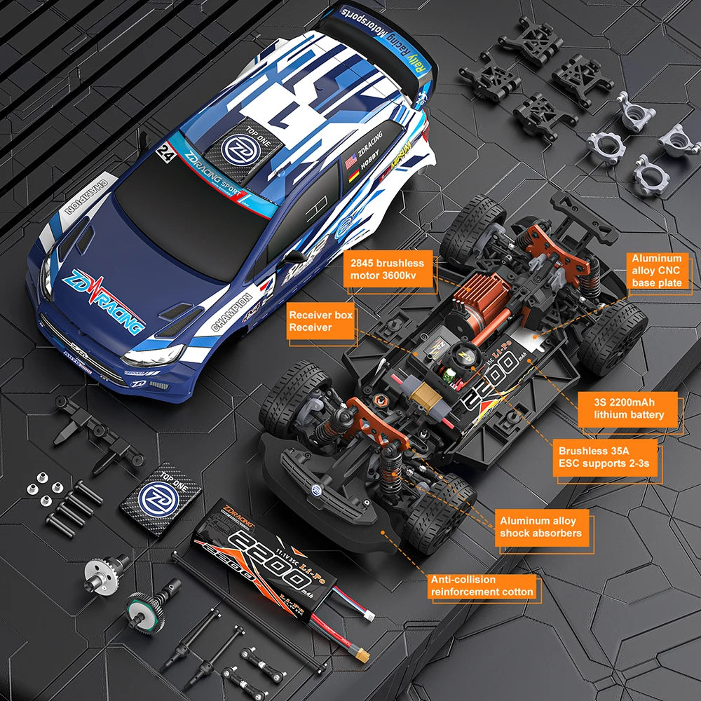 ZD Racing RC Car 1:12 Scale RX12 Brushless Car 70KM/H Car 4WD 2200mAh 350M Rally Vehicle