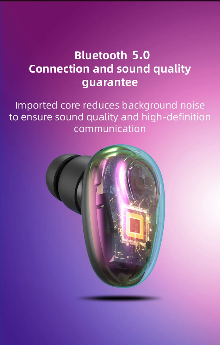 Mini Invisible Wireless Bluetooth 5.0 Earphone Noise Cancelling Headphone Handsfree Stereo Headset Sports Earbud With Microphone