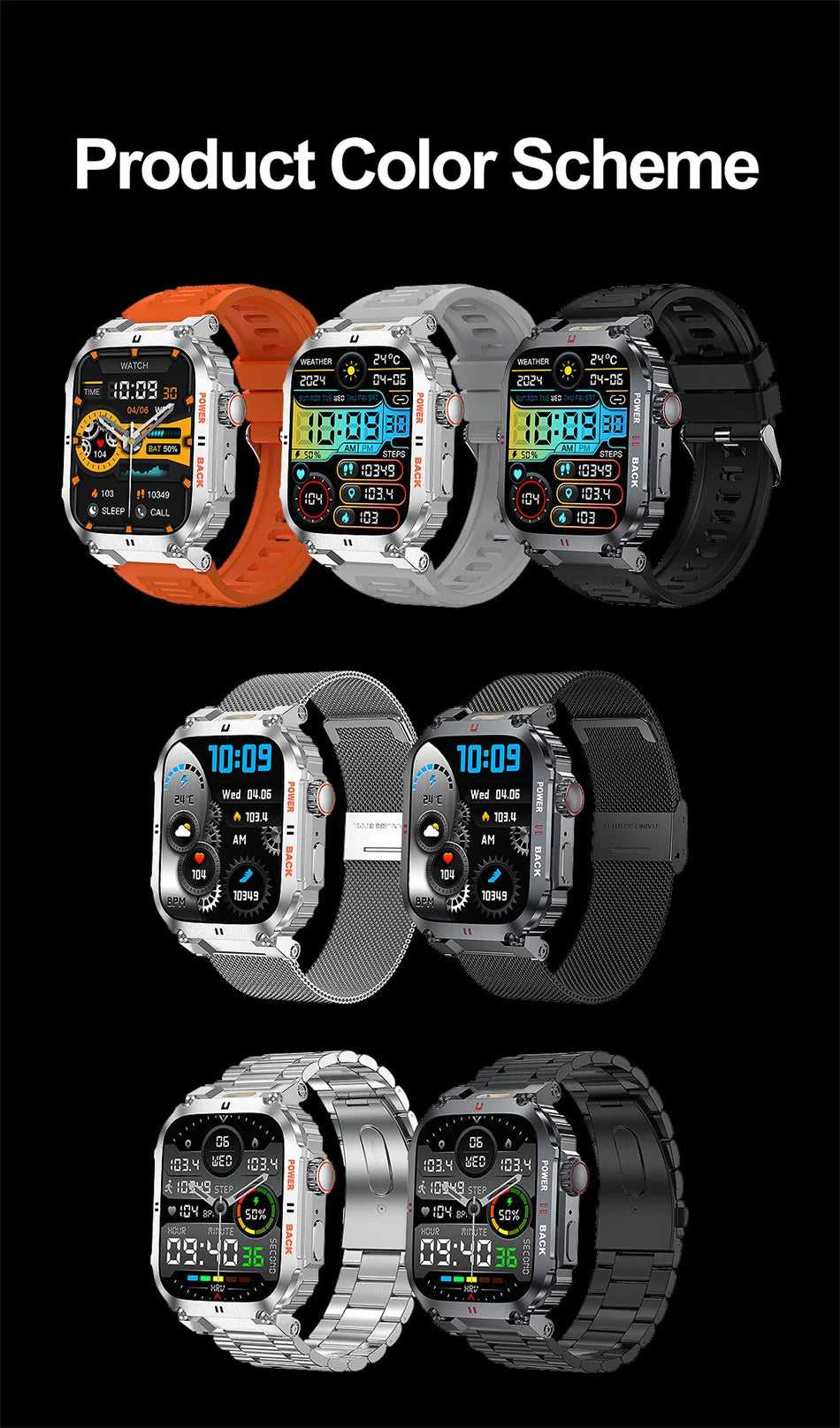 Outdoor Military Smartwatch Men GPS Sports Android iOS 1.91-inch Touch Screen Bluetooth Call Waterproof Smart Watch Android IOS